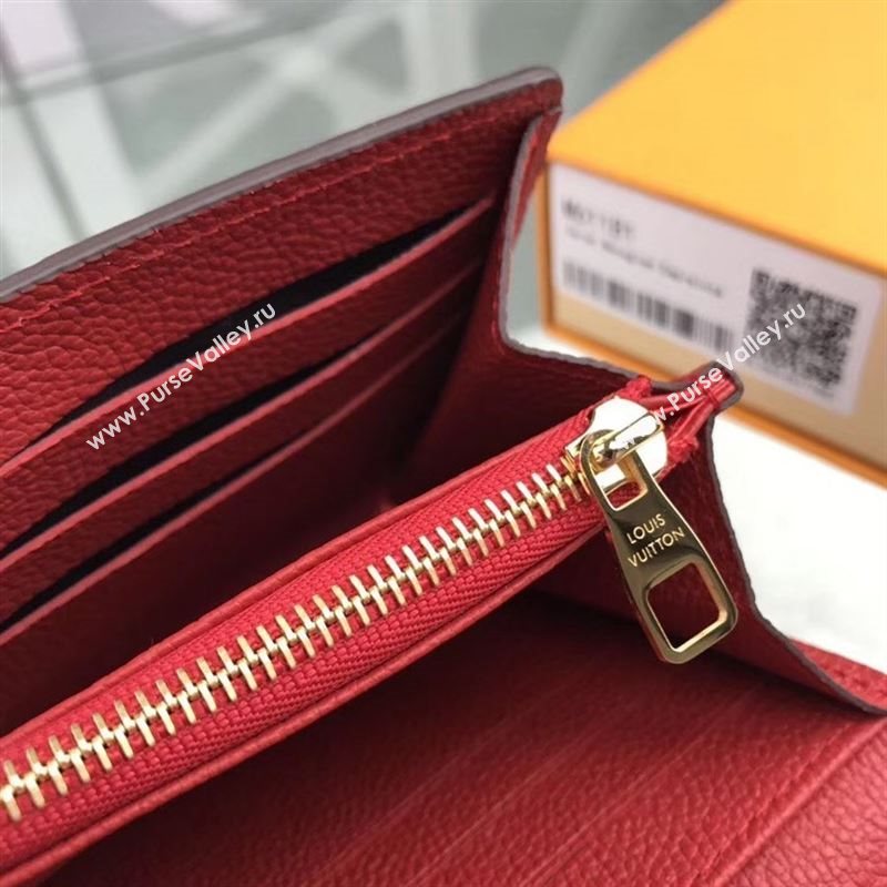 replica Louis Vuitton LV Monogram Sarah Wallet Real Leather Purse Bag M61181 Red