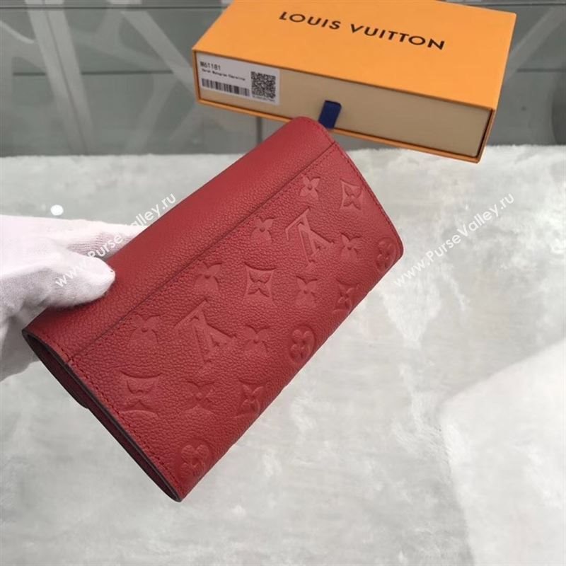 replica Louis Vuitton LV Monogram Sarah Wallet Real Leather Purse Bag M61181 Red