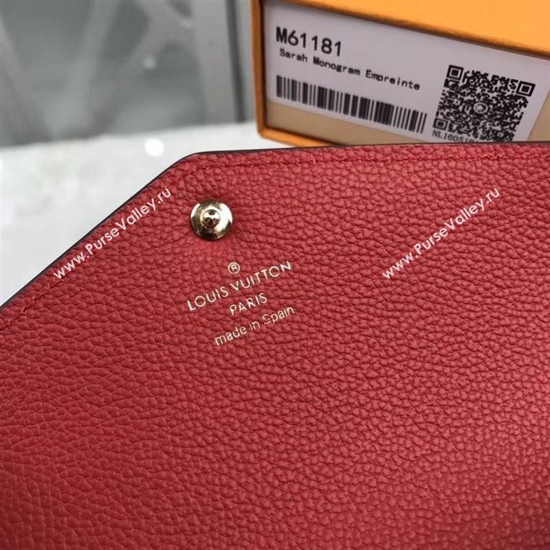 replica Louis Vuitton LV Monogram Sarah Wallet Real Leather Purse Bag M61181 Red