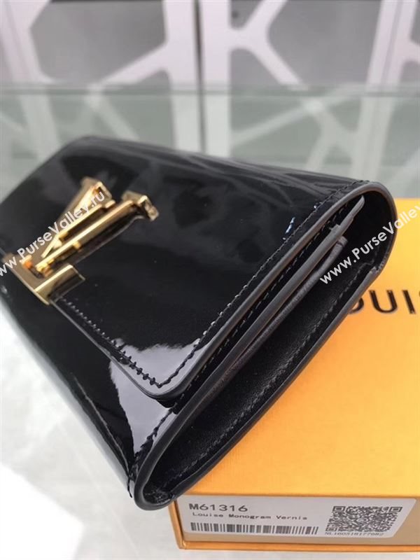 replica Louis Vuitton LV Louise Wallet Patent Leather Purse Bag M61316 Black