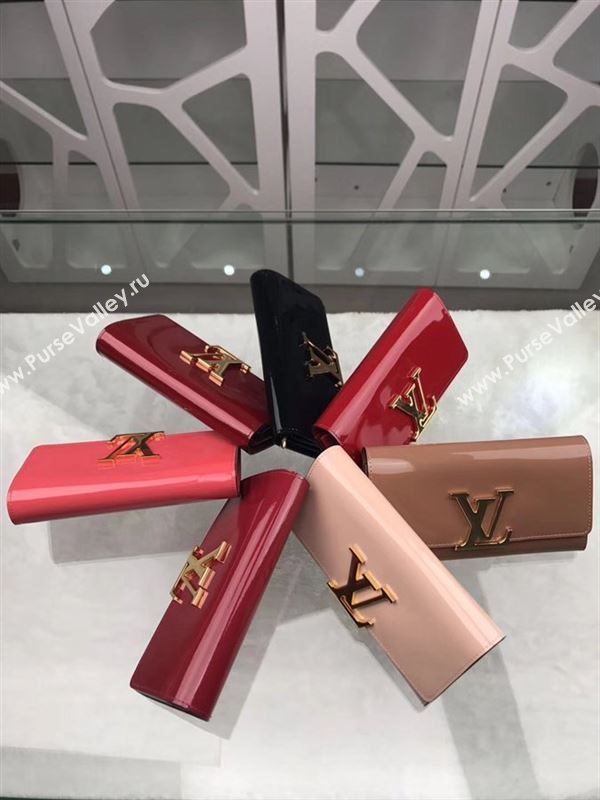 replica Louis Vuitton LV Louise Wallet Patent Leather Purse Bag M61317 Wine