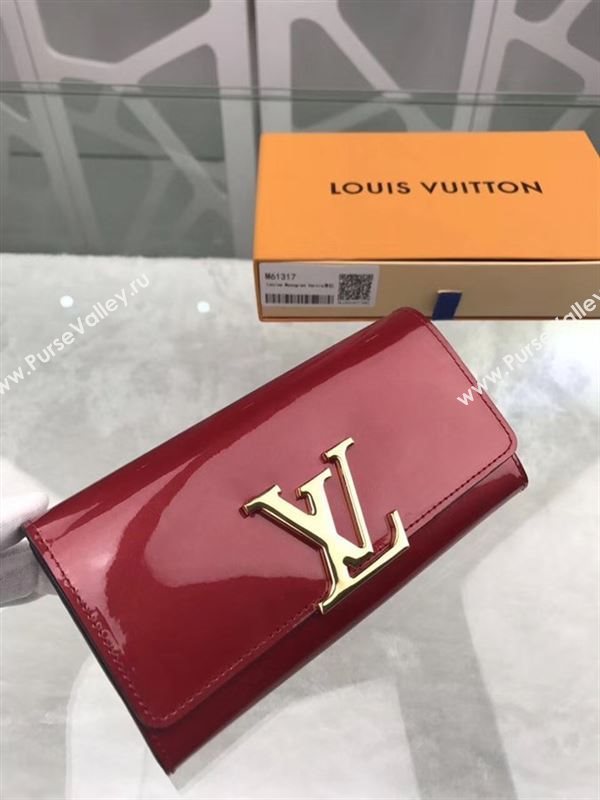 replica Louis Vuitton LV Louise Wallet Patent Leather Purse Bag M61317 Wine