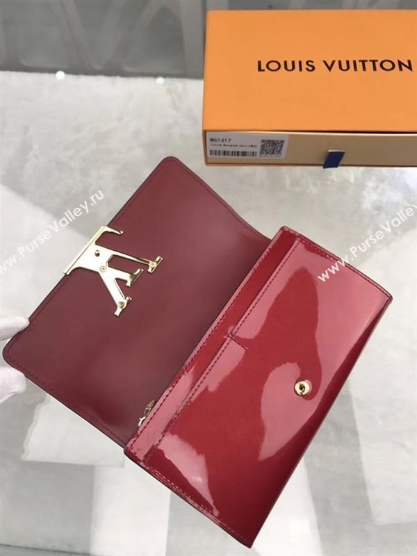 replica Louis Vuitton LV Louise Wallet Patent Leather Purse Bag M61317 Wine