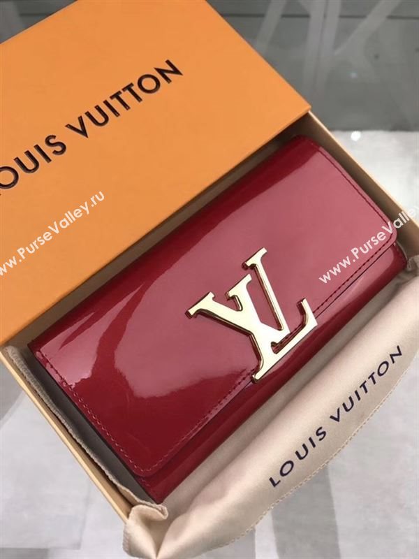 replica Louis Vuitton LV Louise Wallet Patent Leather Purse Bag M61317 Wine
