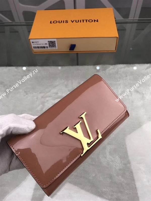 replica Louis Vuitton LV Louise Wallet Patent Leather Purse Bag M61317 Coffee