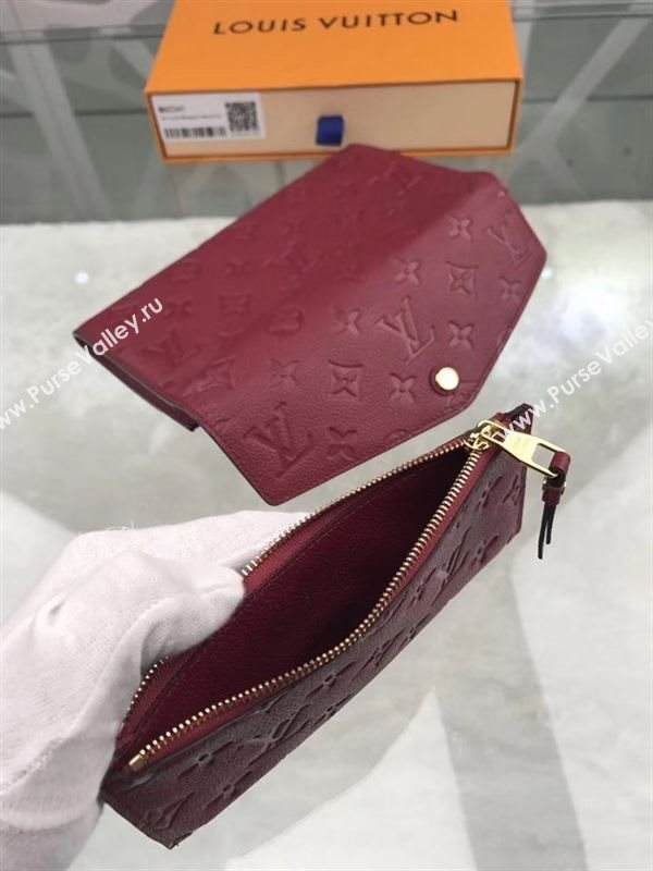 replica Louis Vuitton LV Josephine Real Leather Wallet Monogram Purse Bag M60341 Maroon