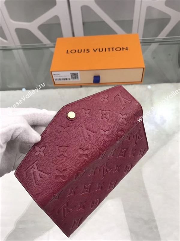 replica Louis Vuitton LV Josephine Real Leather Wallet Monogram Purse Bag M60341 Maroon