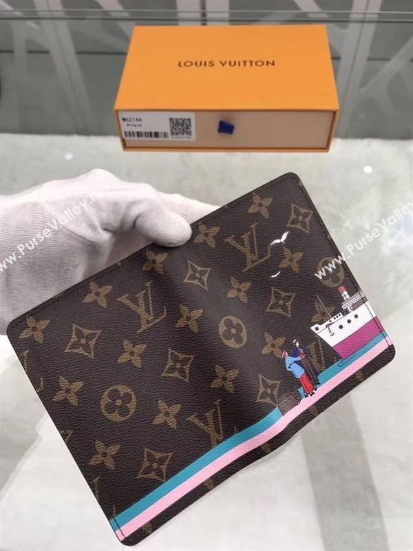 replica Louis Vuitton LV Monogram Passport Cover Credit Card Holder Purse Bag M62144 Brown