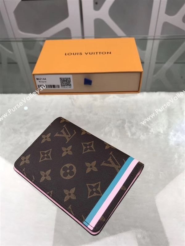 replica Louis Vuitton LV Monogram Passport Cover Credit Card Holder Purse Bag M62144 Brown