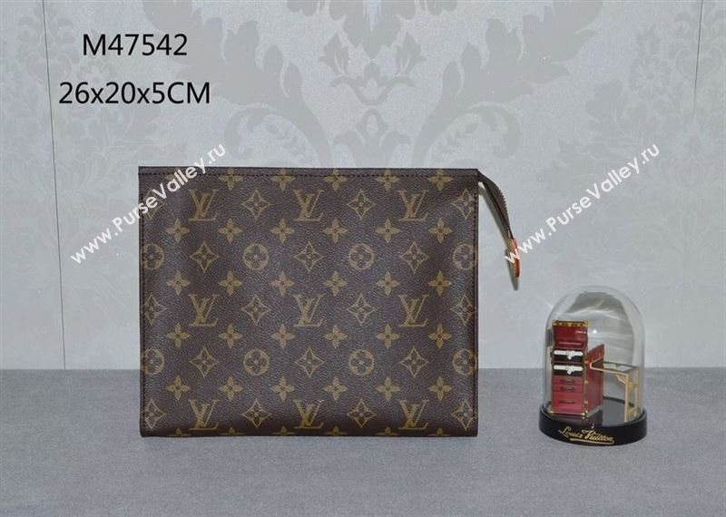 LV Louis Vuitton Monogram Clutch Handbag M47542 Toiletry Bag Brown