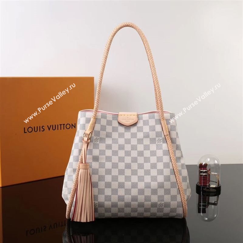 LV Louis Vuitton N44027 Propriano Handbag Damier Bag White