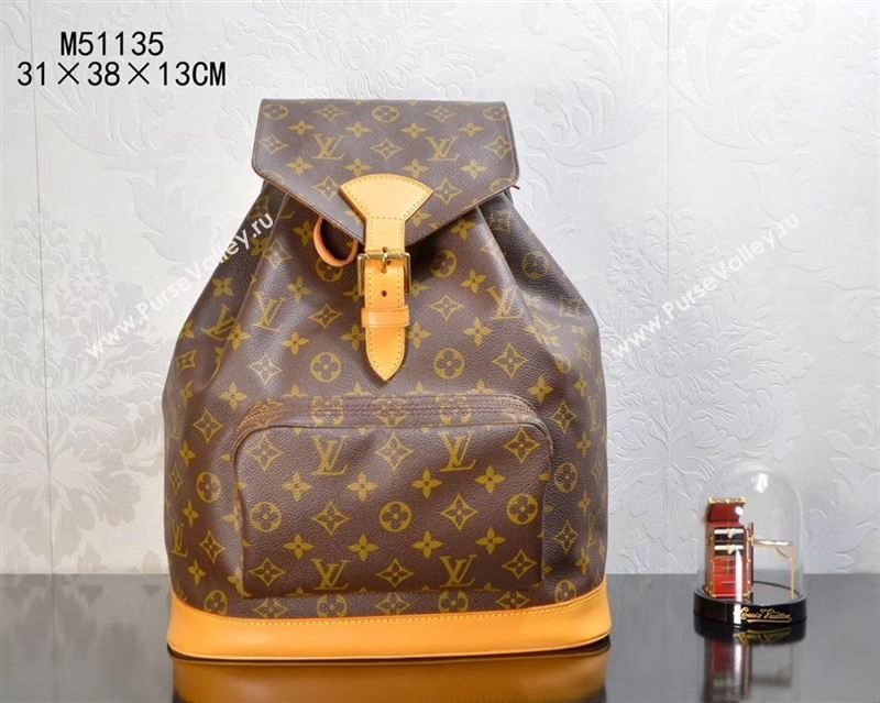 LV Louis Vuitton M51135 Montsouris Backpack Bag Monogram Handbag Orange