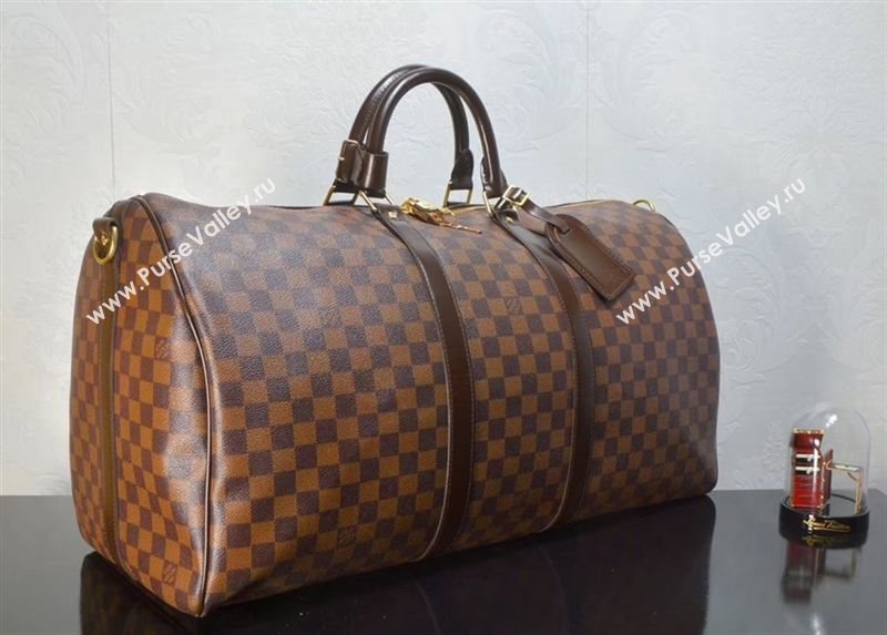 LV Louis Vuitton N41414 Keepall 55 Handbag Damier Travelling Bag Brown