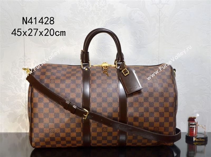 LV Louis Vuitton N41428 Keepall 45 Handbag Damier Travelling Bag Brown