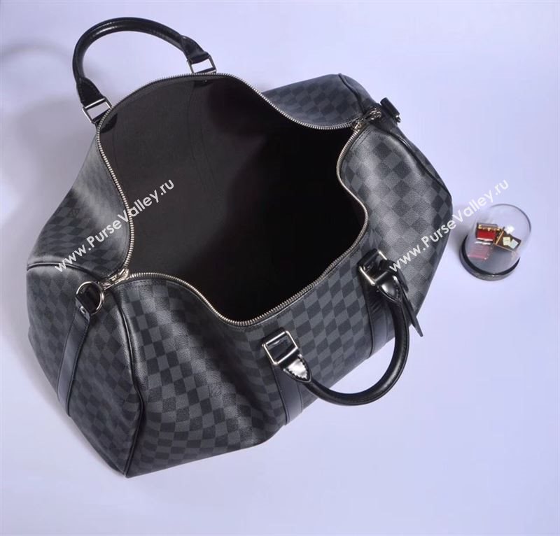 Men LV Louis Vuitton N41413 Keepall 55 Handbag Damier Travelling Bag Gray