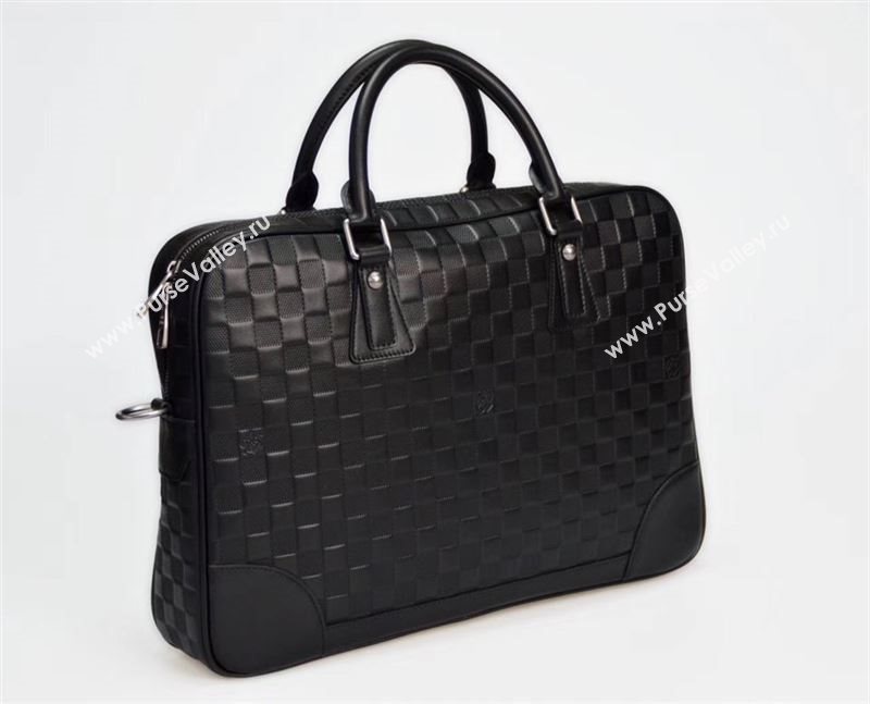 Men LV Louis Vuitton Documents Briefcase Handbag N41126 Damier Leather Bag Black