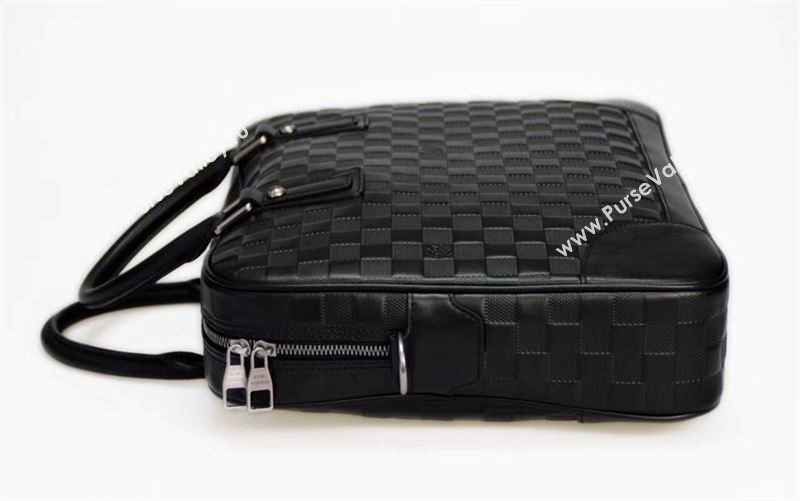 Men LV Louis Vuitton Documents Briefcase Handbag N41126 Damier Leather Bag Black