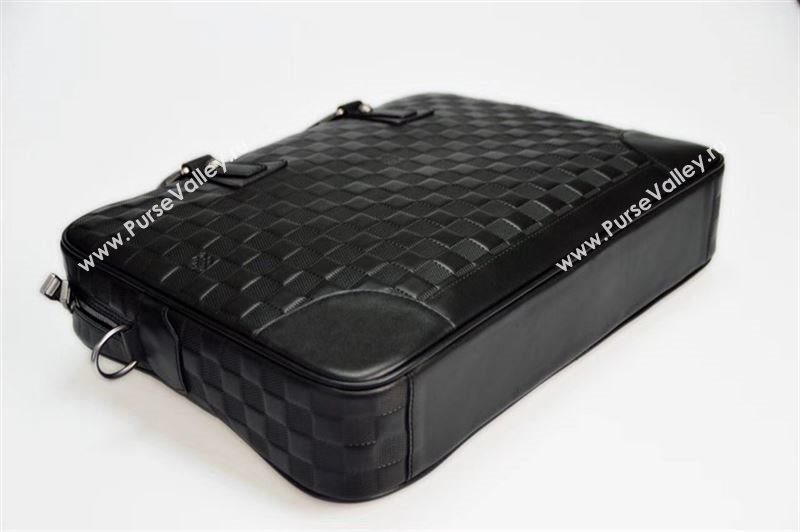 Men LV Louis Vuitton Documents Briefcase Handbag N41126 Damier Leather Bag Black