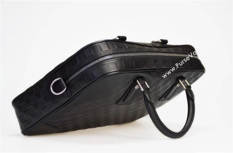 Men LV Louis Vuitton Documents Briefcase Handbag N41126 Damier Leather Bag Black