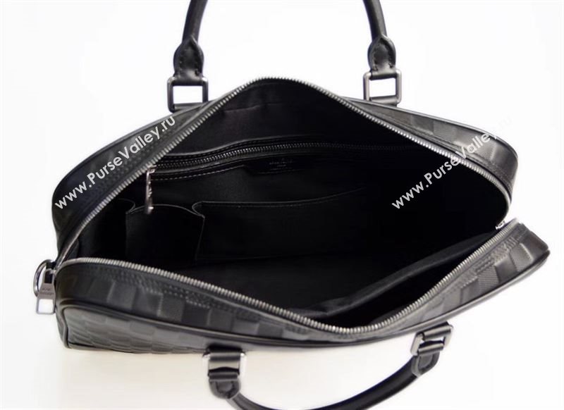 Men LV Louis Vuitton Documents Briefcase Handbag N41126 Damier Leather Bag Black