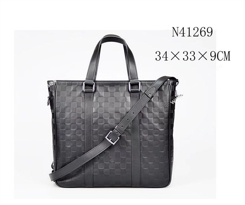 Men LV Louis Vuitton Damier Tote Handbag N41269 Leather Bag Black