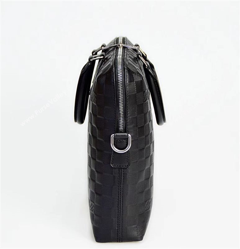 Men LV Louis Vuitton Documents Briefcase Handbag N41248 Damier Leather Bag Black