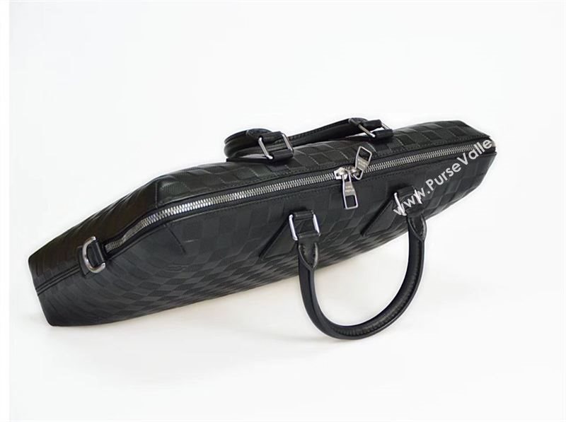 Men LV Louis Vuitton Documents Briefcase Handbag N41248 Damier Leather Bag Black