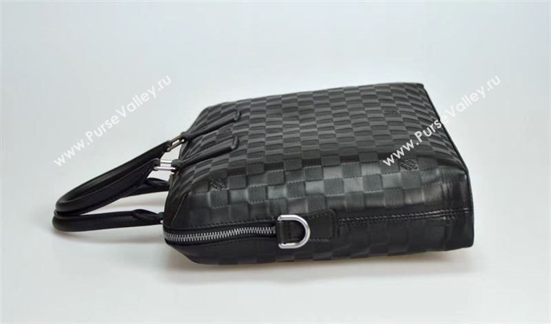Men LV Louis Vuitton Documents Briefcase Handbag N41248 Damier Leather Bag Black