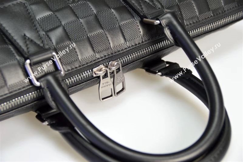 Men LV Louis Vuitton Documents Briefcase Handbag N41248 Damier Leather Bag Black