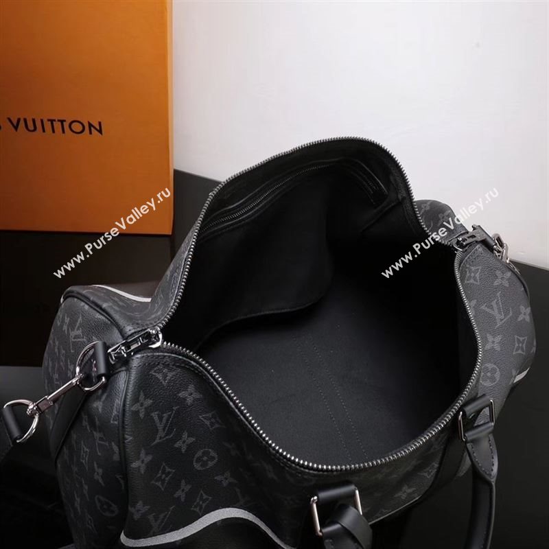 Men LV Louis Vuitton Keepall 45 Handbag M43413 Monogram Travelling Bag Black