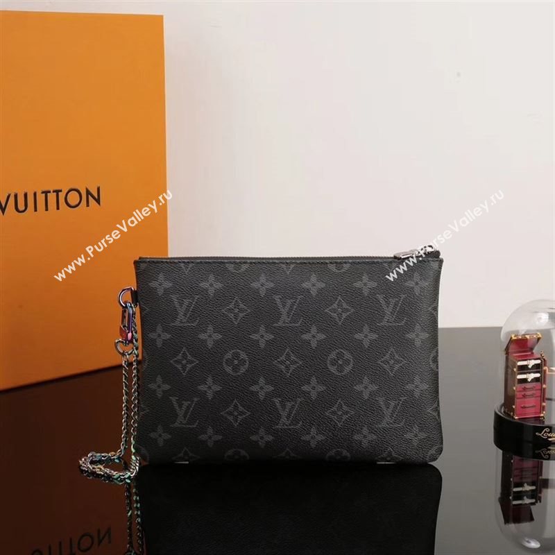 Men LV Louis Vuitton Ipad Case Clutch Handbag M64449 Monogram Bag Gray