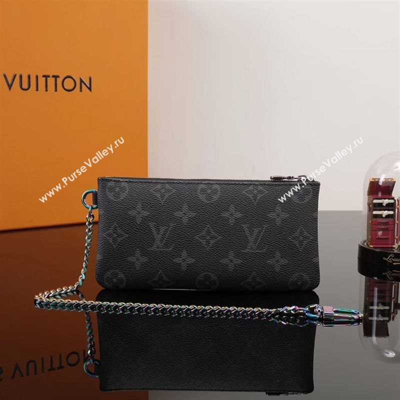 Men LV Louis Vuitton Iphone Case Pouch Clutch Bag M64433 Monogram Handbag Gray