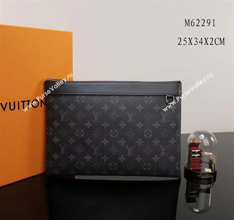 Men LV Louis Vuitton M62291 Pochette Apollo Clutch Bag Monogram Handbag Gray