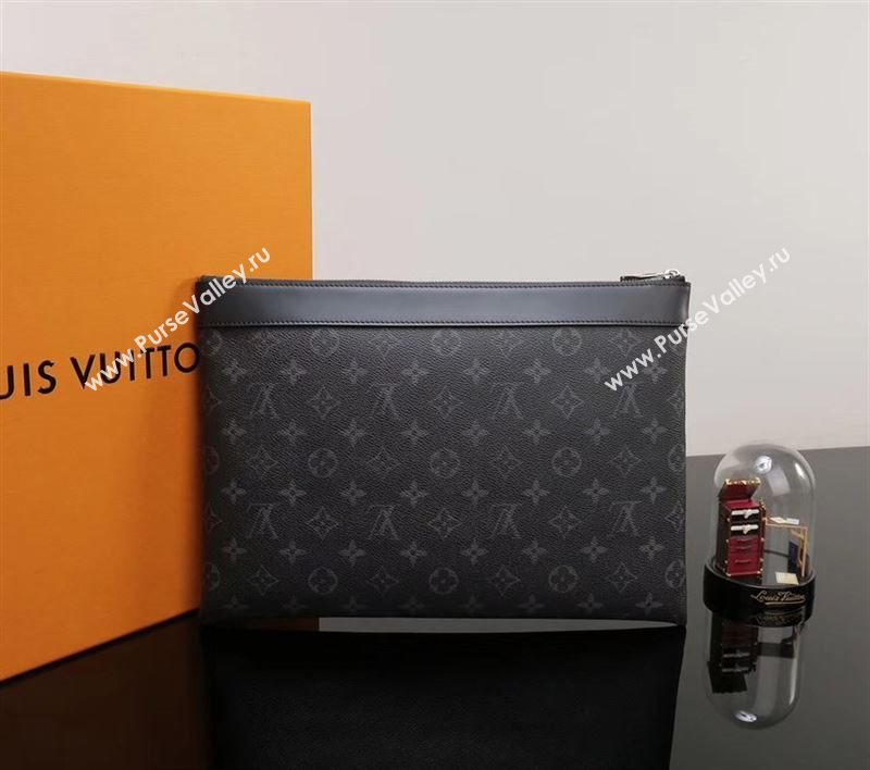 Men LV Louis Vuitton M62291 Pochette Apollo Clutch Bag Monogram Handbag Gray
