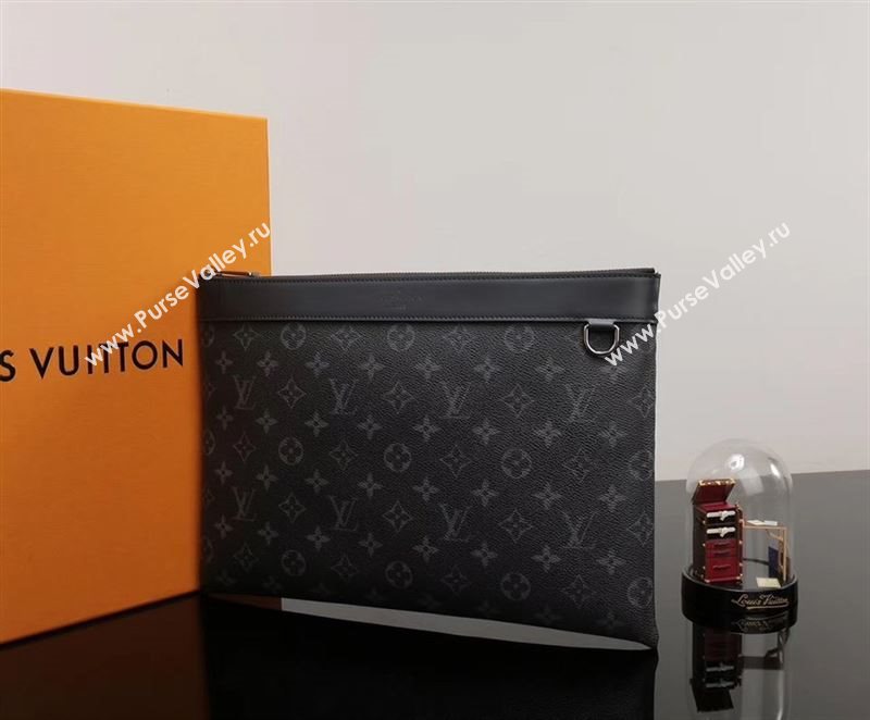 Men LV Louis Vuitton M62291 Pochette Apollo Clutch Bag Monogram Handbag Gray