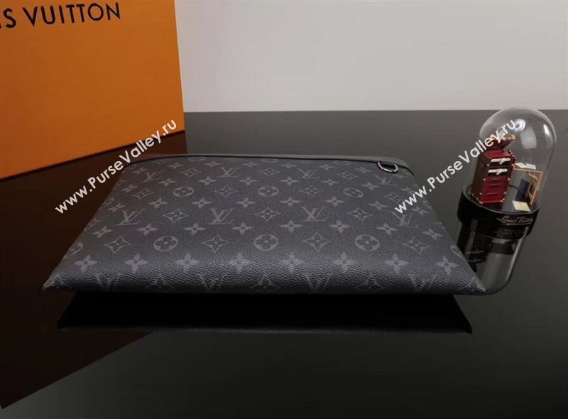 Men LV Louis Vuitton M62291 Pochette Apollo Clutch Bag Monogram Handbag Gray