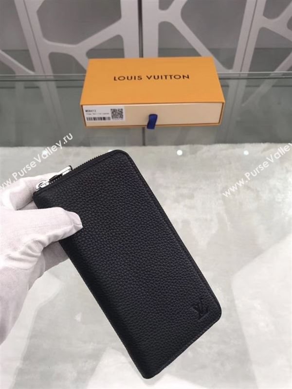 replica Louis Vuitton LV Zippy Wallet Taurillon Leather Purse Bag Black M58412