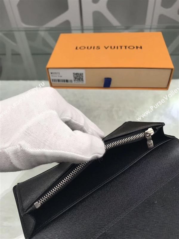 replica Louis Vuitton LV Brazza Wallet Taiga Leather Purse Bag Black M32572