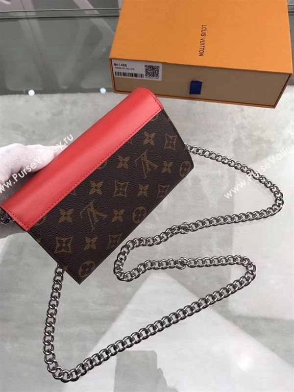 replica Louis Vuitton LV Pallas Chain Wallet Clutch Monogram Leather Purse Bag Red M61488