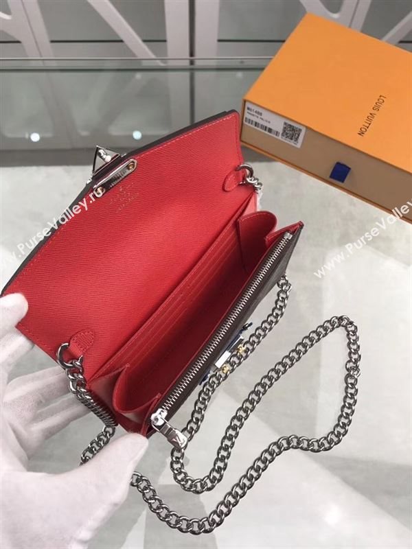 replica Louis Vuitton LV Pallas Chain Wallet Clutch Monogram Leather Purse Bag Red M61488