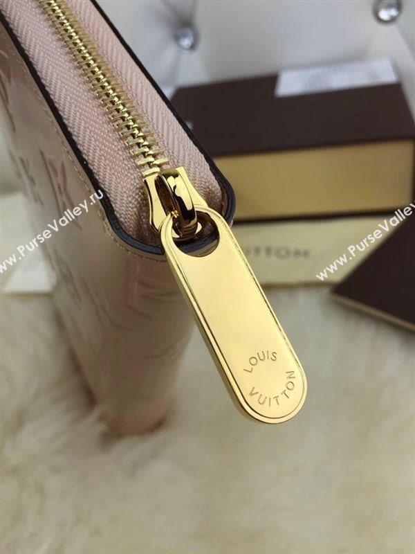 replica M90201 Louis Vuitton LV Monogram Zippy Wallet Patent Leather Purse Bag Nude