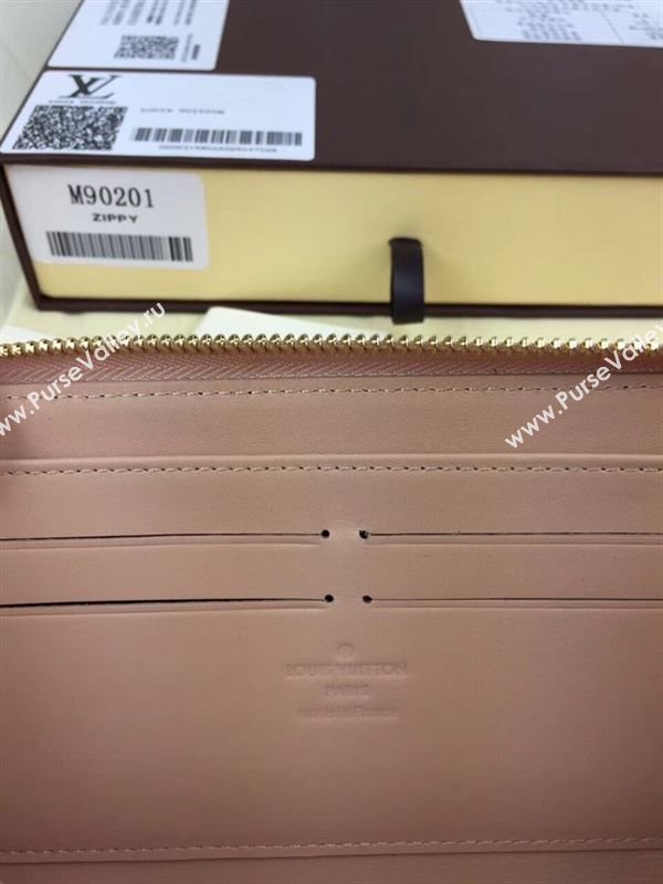 replica M90201 Louis Vuitton LV Monogram Zippy Wallet Patent Leather Purse Bag Nude