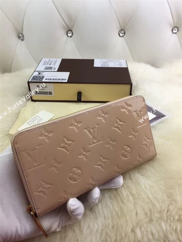 replica M90201 Louis Vuitton LV Monogram Zippy Wallet Patent Leather Purse Bag Nude