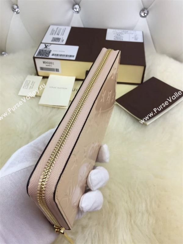 replica M90201 Louis Vuitton LV Monogram Zippy Wallet Patent Leather Purse Bag Nude