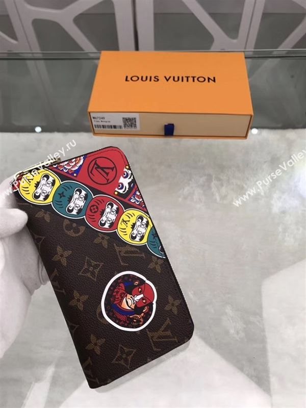 replica Louis Vuitton LV Monogram Zippy Kabuki Wallet Purse Bag Brown M67249