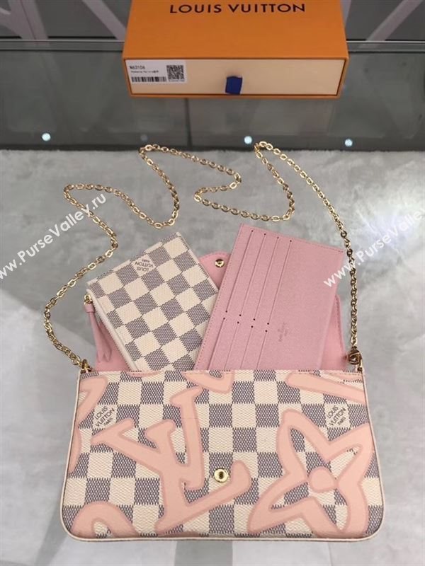 replica Louis Vuitton LV Pochette Felicie Wallet Bag Damier Azur Canvas Purse N63106