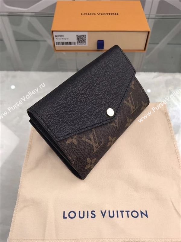 replica Louis Vuitton LV Pallas Short Wallet Monogram Purse Bag Black M60990