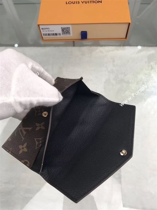 replica Louis Vuitton LV Pallas Short Wallet Monogram Purse Bag Black M60990