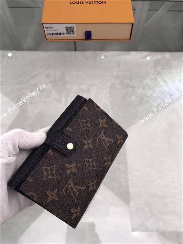 replica Louis Vuitton LV Pallas Short Wallet Monogram Purse Bag Black M60990
