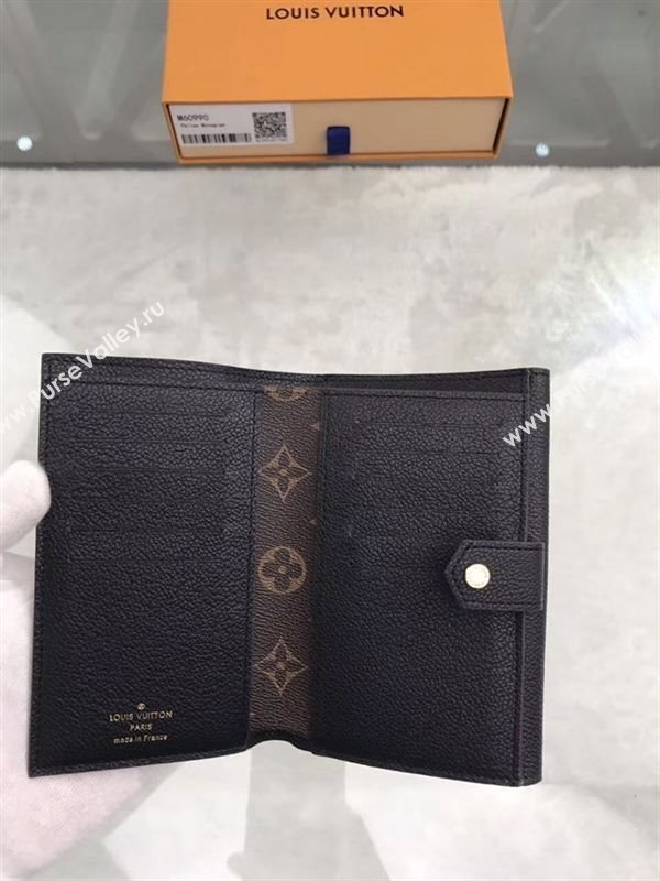 replica Louis Vuitton LV Pallas Short Wallet Monogram Purse Bag Black M60990